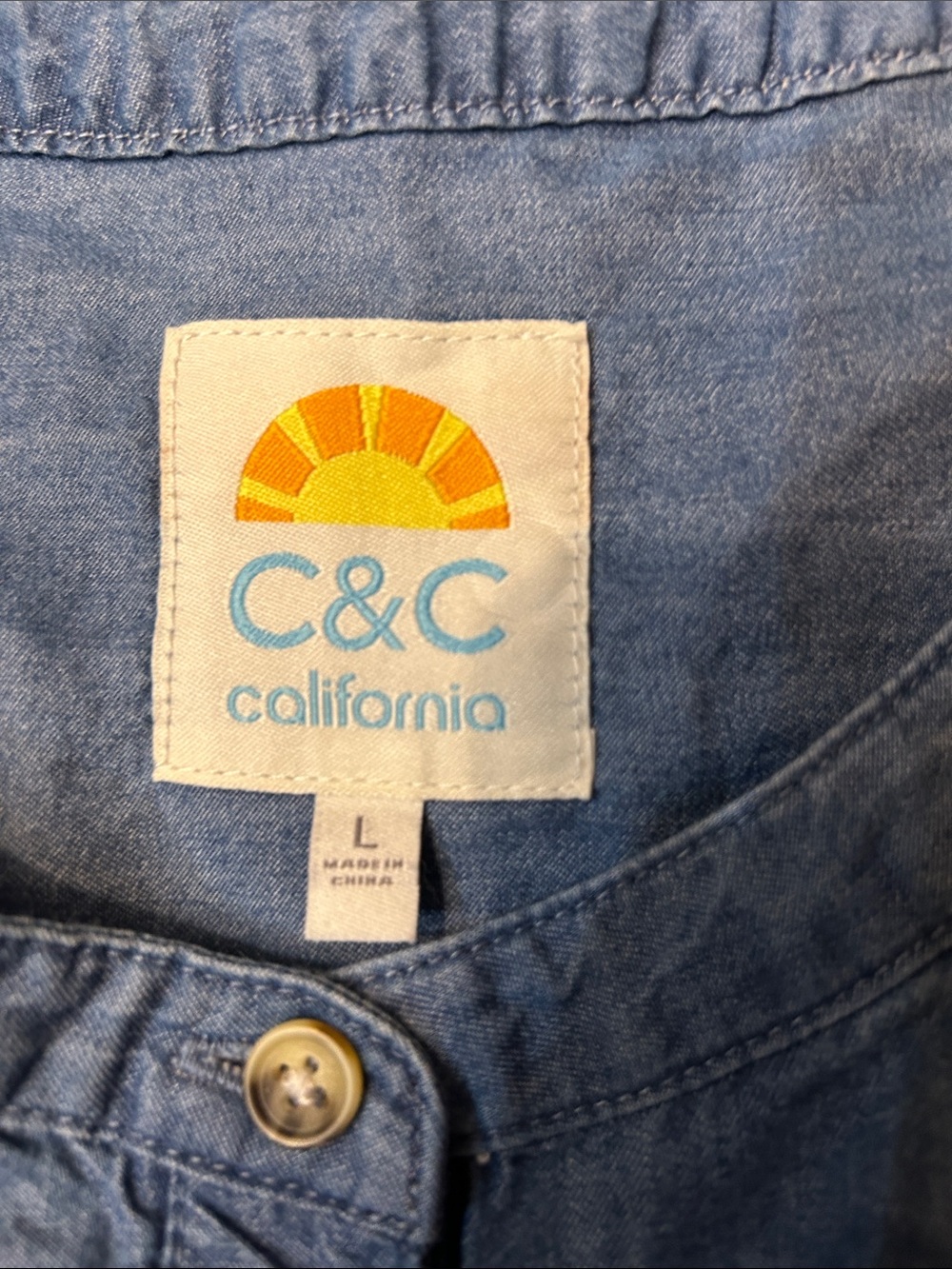 C&C California Light Blue Denim Shirt Dress - Picture 2 of 12